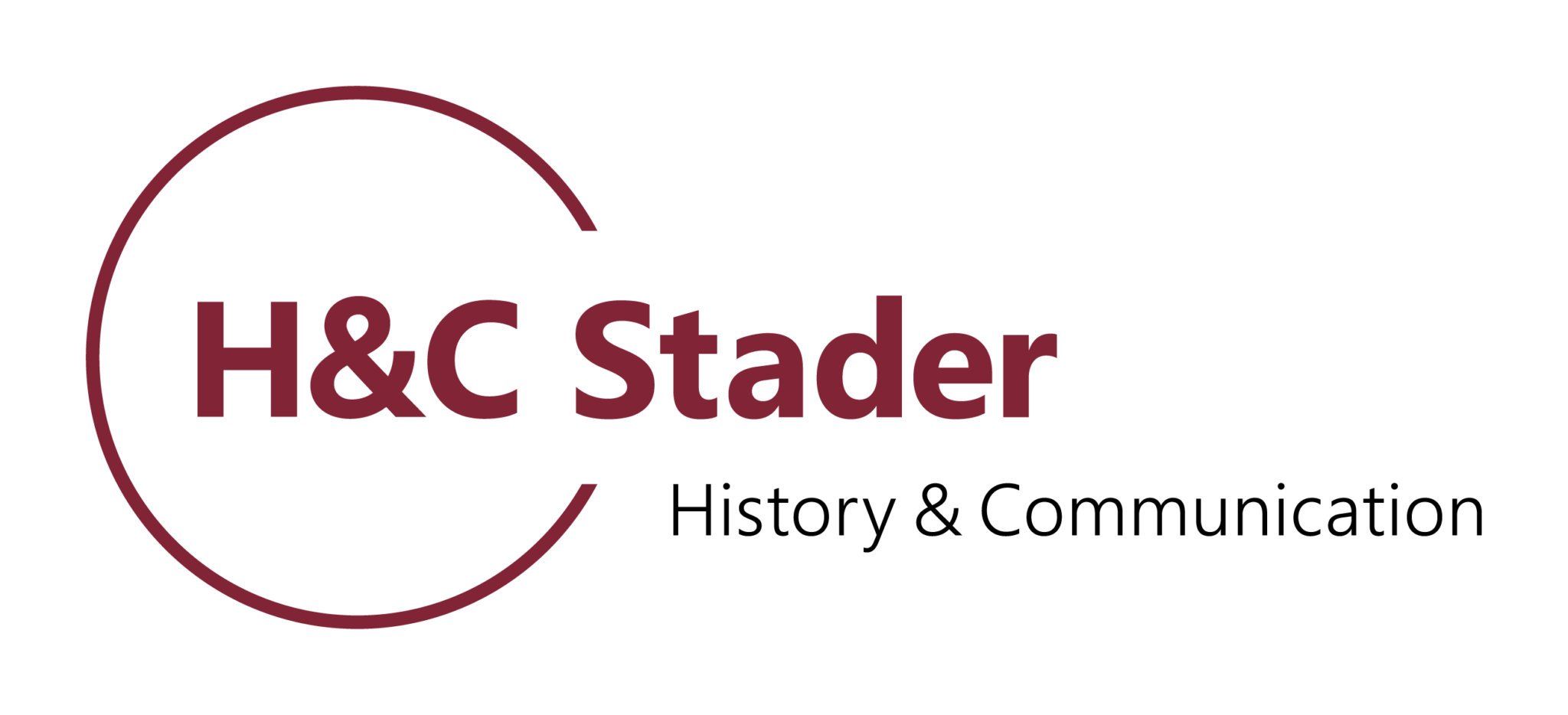 Logo von H&C Stader in Rot und Schwarz, mit dem Schriftzug "H&C Stader" und einem kreisförmigen Element.