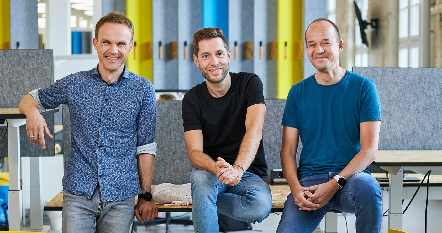 Die Staffbase-Gründer Frank Wolf, Martin Böhringer und Lutz Gerlach sind "Sachsens Unternehmer des Jahres". © Staffbase
