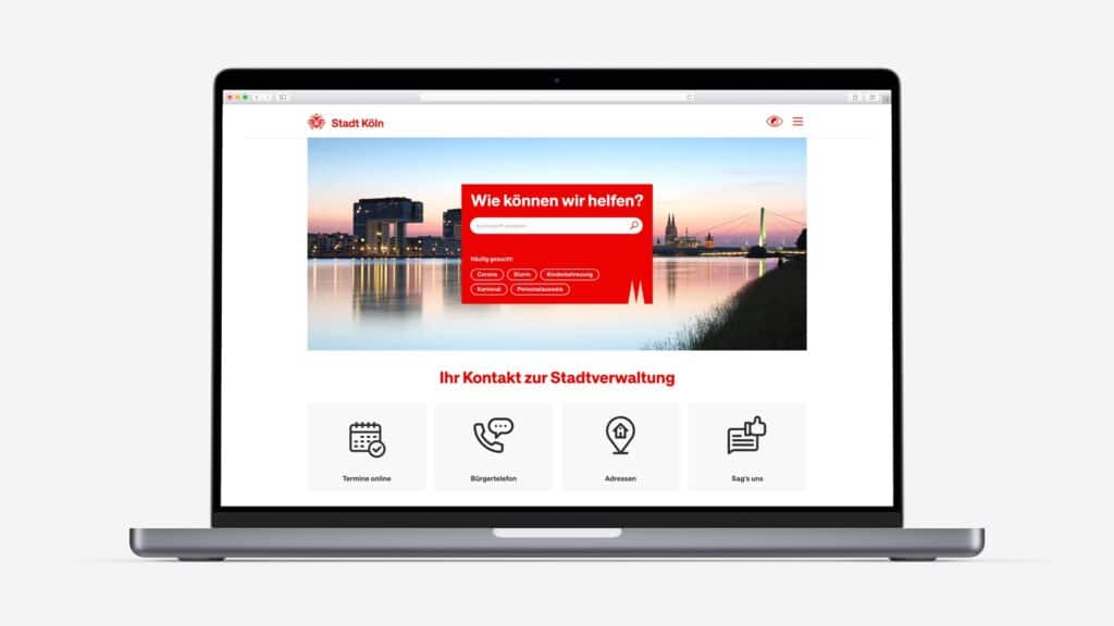 Die Stadt Köln hat ihren Markenauftritt aktualisiert. 2022 wurden das neue Logo und die überarbeitete Homepage online gestellt. © Stadt Köln; Kai Stracke