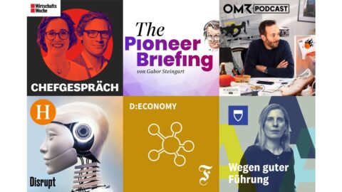 Collage von Podcasts, in denen CEOs und Unternehmensgründer zu Wort kommen. (c) Screenshots