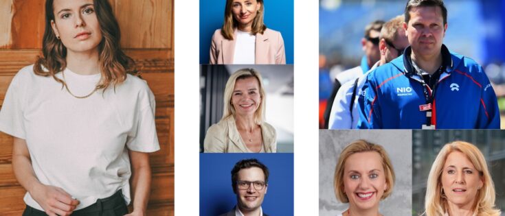 v.l.o.n.r.u.: Luisa Neubauer, Sarah Frühauf, Betty Kieß, Maximilian Kall, Florian Otto, Susanne Marell, Verena Köttker © Lena Faye; BMI; David Weyand; Henning Schacht/BMI; privat; Matthias Stark; KfW/David Meckel