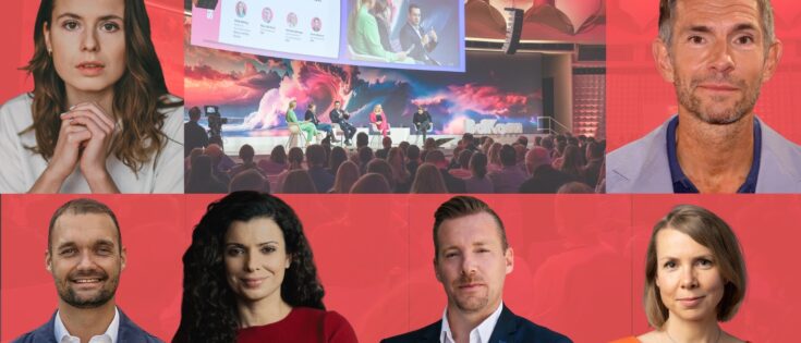v.l.n.r.: Luisa Neuber, Michael Manske, Christiane Ribeiro (Siemens), André Schwämmlein (Flix), Helene Bubrowski, Micky Beisenherz sind nur einige der Speaker auf dem diesjährigen KKongress. © Lena Faye, Cariad, Siemens, Flix, privat, Sven Simon; Mirella Frangella; Collage und Bearbeitung: Quadriga Media Berlin