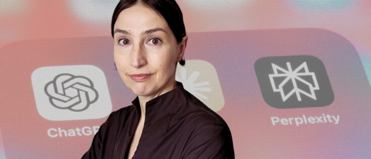 Nutzt sogar noch die Fotoanzeige von Windows: KI-Profi Karoline von dem Bussche. © Palmer Hargreaves; Getty Images/Robert Way; Collage Quadriga Media Berlin