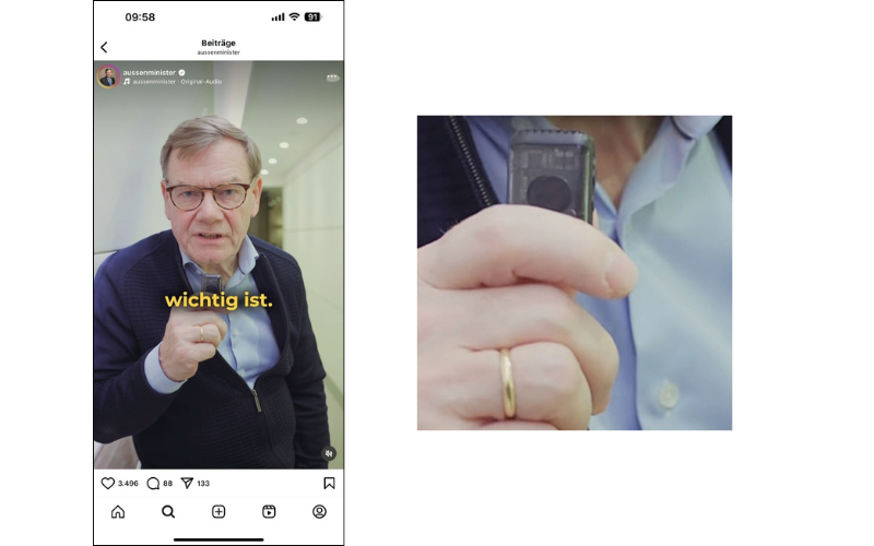 Mann mit Brille und Ring hält ein Mikrofon, spricht in die Kamera, Hintergrund unscharf. Text: "wichtig ist.