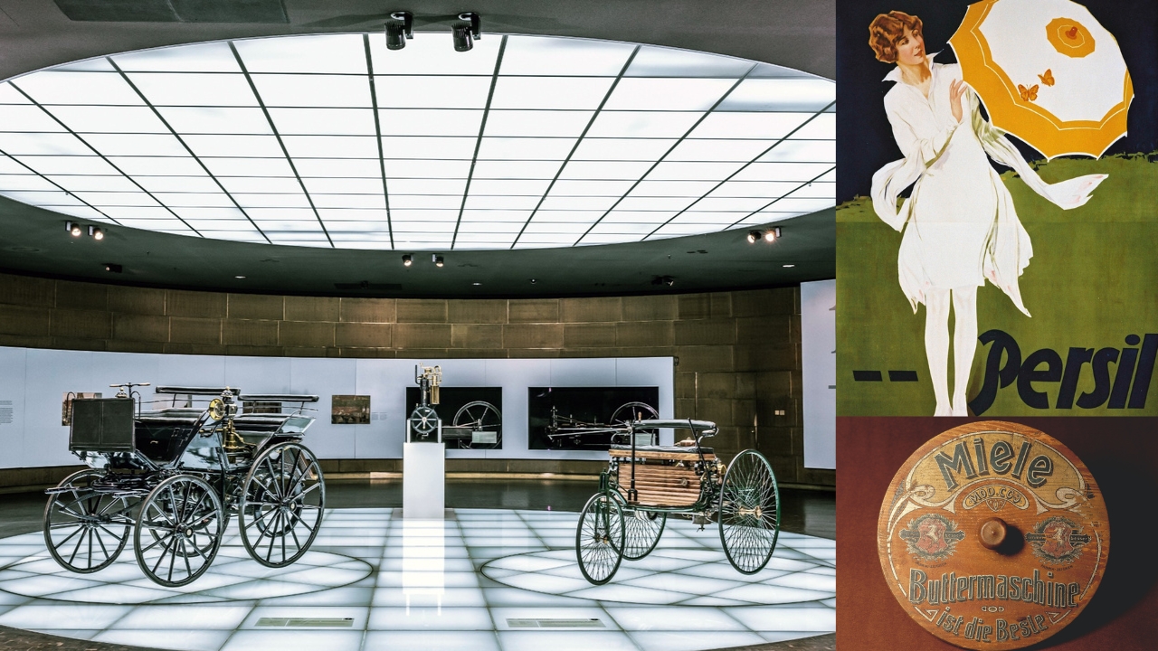 140 Jahre nach Erfindung des Autos betont Mercedes-Benz in einer Kampagne historische Innovationen, Persil-Werbung von 1930 und Mieles Claim „Immer besser“. © Mercedes-Benz, Henkel, Miele.