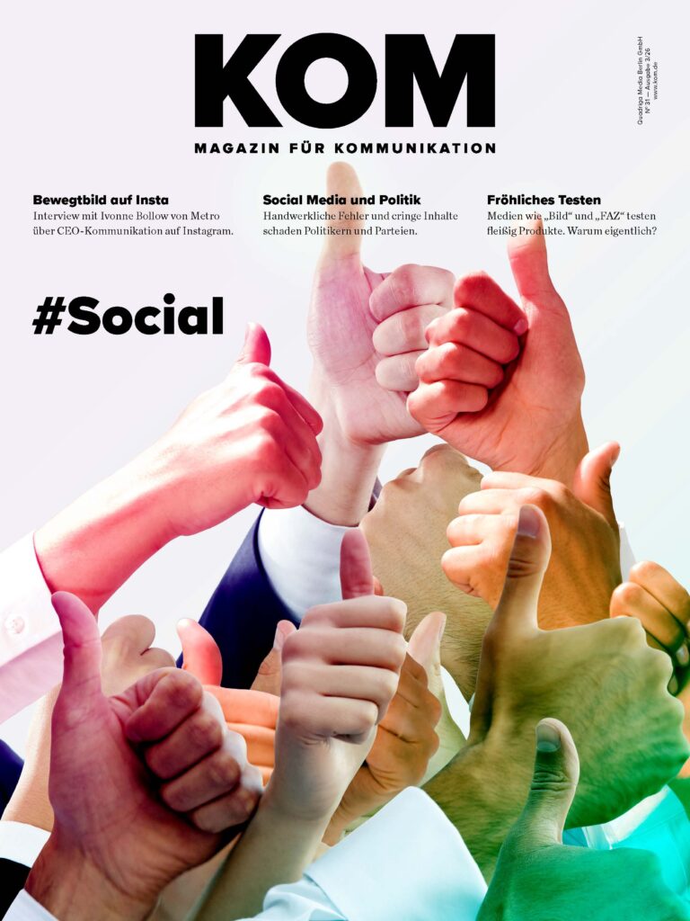 Group of diverse hands giving thumbs up, forming a show of teamwork and approval against a light background with a magazine header.