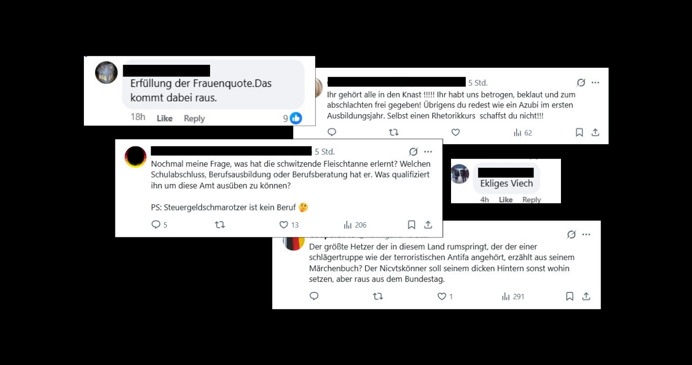 Beleidigungen, Hass und Häme gehören in vielen Kommentarspalten zum Alltag. © Screenshots Facebook; X