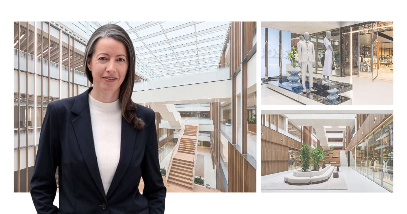 Carolin Westermann leitet die Unternehmenskommunikation bei Hugo Boss. Anknüpfungspunkte zu den Produkten gibt es im Headquarter in Metzingen reichlich. © Hugo Boss AG