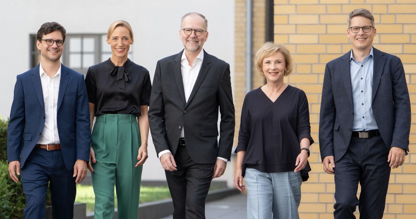 Die Gesellschafter der neuen Personalberatung GKPRCC (v.l.n.r.): Philip Müller, Kirsten Altenhoff, Christian Löcker, Gabriele Kaminski, Thomas Lüdeke. © Myriam Topel