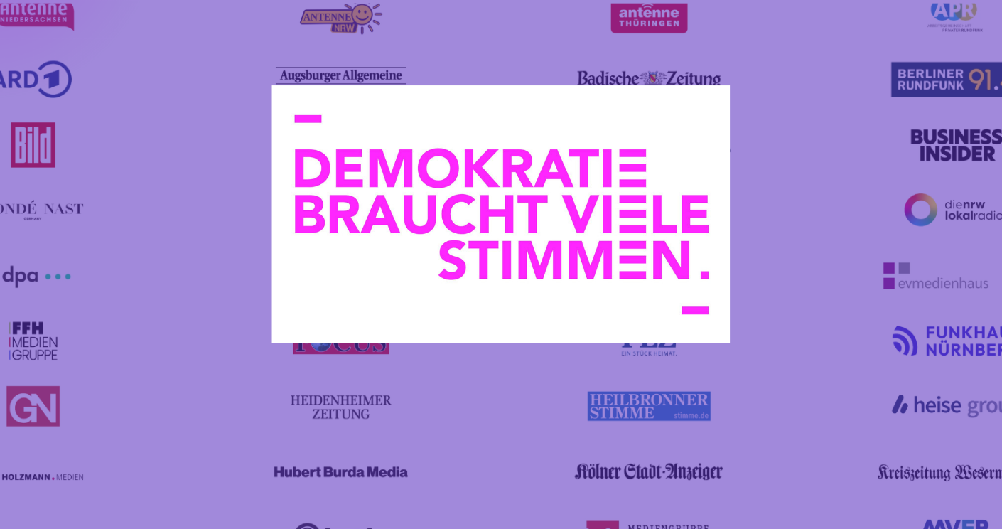 Das Logo zur Initiative. Journalistische Vielfalt sei eine Voraussetzung für eine demokratische Öffentlichkeit. © RTL/BDZV; Screenshot